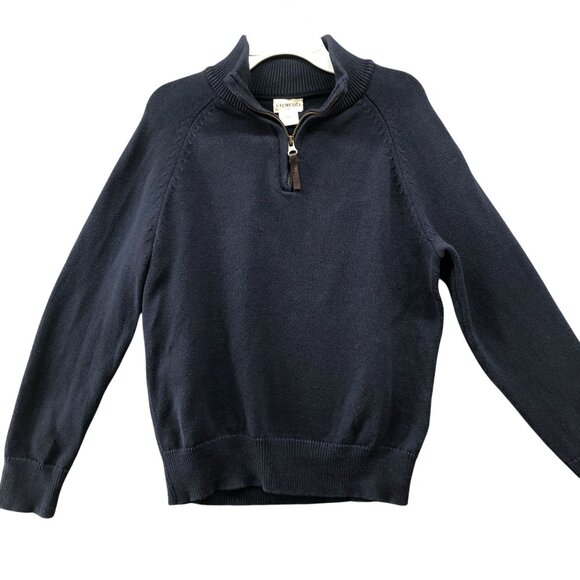 Crewcuts Boys 6-7 (S) Navy Blue 1/4 Zip Sweater Cotton Lightweight Pullover Knit - Picture 1 of 9